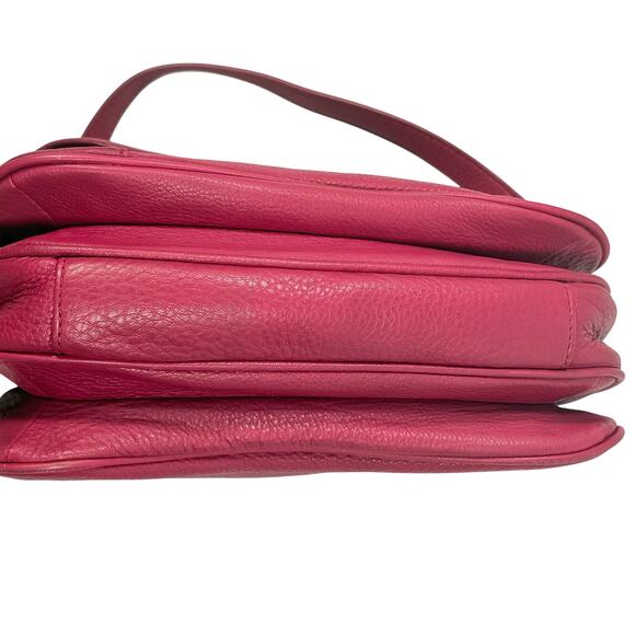 Tory Burch Fuchsia Leather Crossbody Bag 3-Compartment Magnetic Flap - Picture 5 of 9